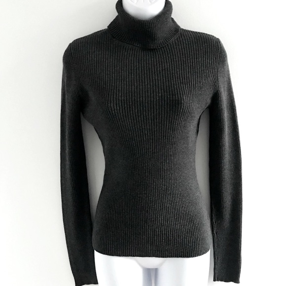 NWOT Jacob Grey Ribbed Turtle Neck Winter Long Sleeve Top Vintage 90’s Y2K - Picture 1 of 13